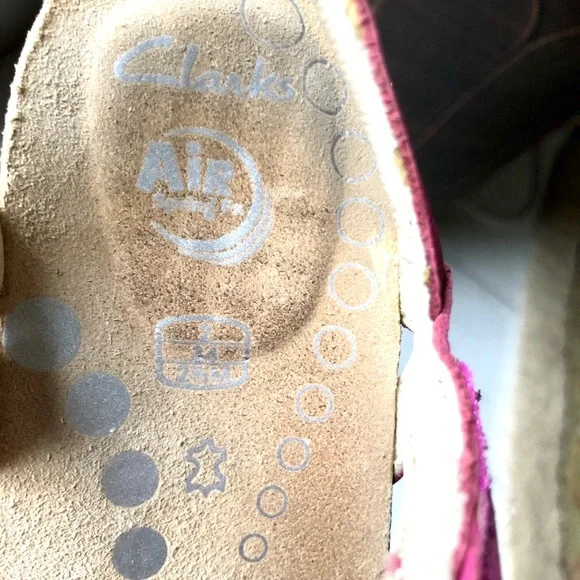 Girl’s Clark Pink and white Leather Sandals 2.5 - Picture 4 of 7